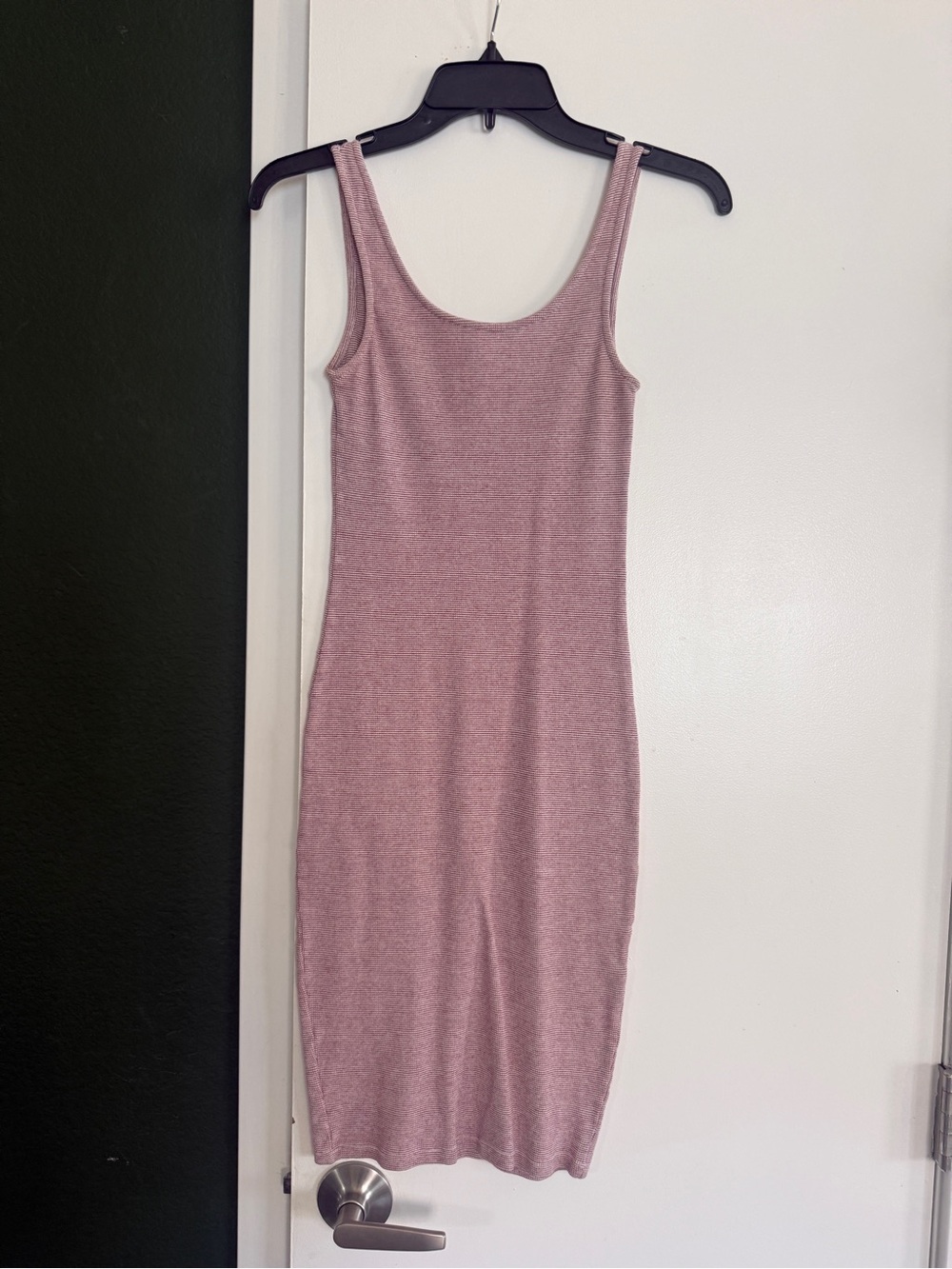 Pull&Bear Dusty striped Pink Scoop Neck Midi Dress